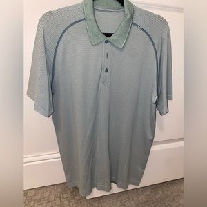 Green and White striped Lululemon Polo